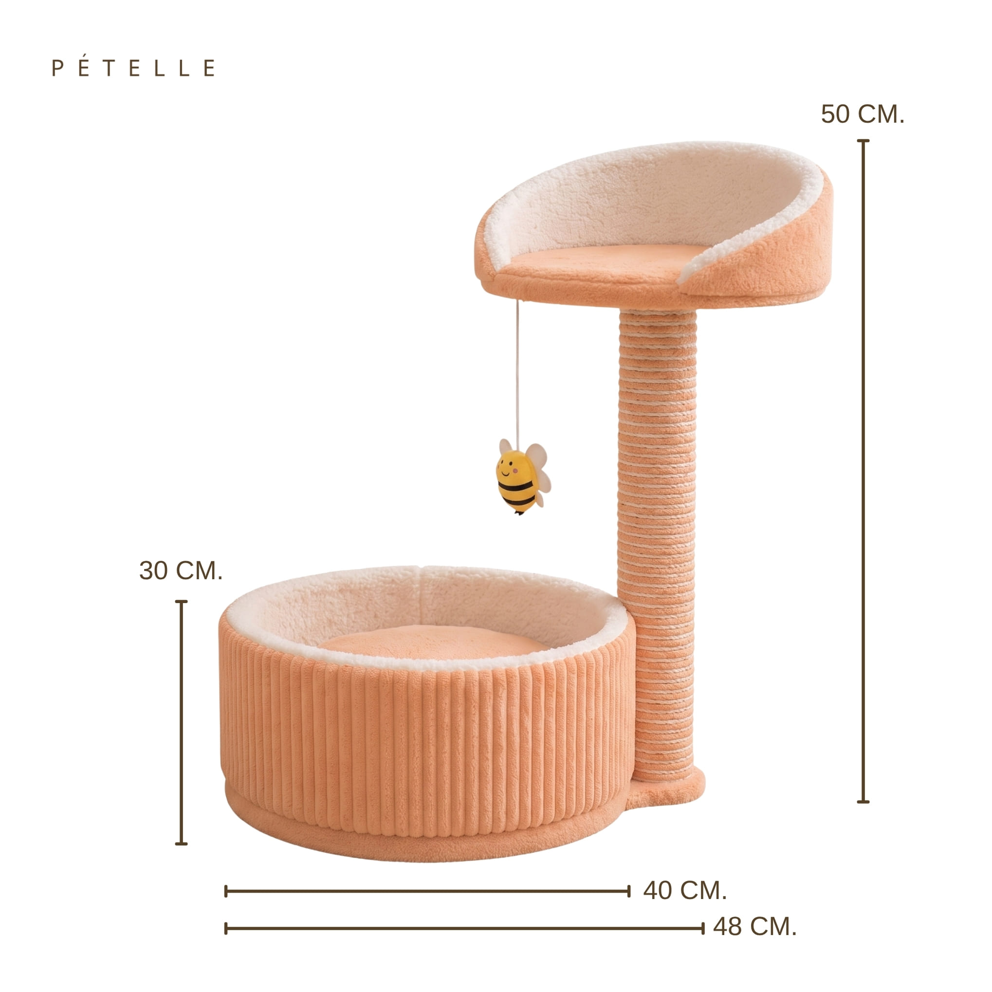 คอนโดแมวพร้อมเสาลับเล็บ PETELLE รุ่น COZY CUP SERIES สีส้มแอปริคอต_0